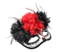 CORHAD Masque de Crâne Fleuri du Jour des Morts en Plastique Léger Noir, Demi-visage Unique pour Cosplay et Spectacles de Danse