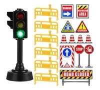 CORHAD Mini Traffic Cones Set with Road Barriers Stickers and Large Traffic Light for Early Education and Cognitive Development Lightweight Toy for Parent-Child Interaction