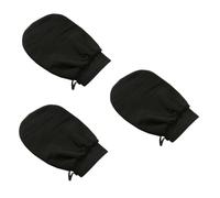 CORHAD Moufles Exfoliants Serviette de Bain Exfoliante Super Douce Noirs en Rayon pour Adultes Lot de 3 Pièces pour Auto-bronzant et Lutte Kératose Pilaire