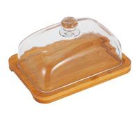 CORHAD Moule à Gâteau Rectangulaire avec Couvercle en Verre et Bois, Plat de Service Élégant avec Joint Étanche, Facile à Nettoyer, Cuisine et Table à Manger