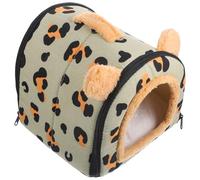 CORHAD Nid en Peluche pour Hamster Et Cobaye, Cachette D’Hiver Chaude Et Respirante, Tissu Doux à Imprimé Léopard Vert, Taille XS Compacte, Maison pour Petits Animaux en Période Hivernale