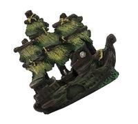CORHAD Ornement Aquarium Épave Bateau Pirate en Résine Petite Décoration Navire Coulé pour Aquarium D’Eau Douce Cachette pour Crevettes et Poissons Betta Accessoires Décoratifs Naturels