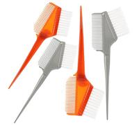 CORHAD Outil Professionnel Multifonction pour Teinture Capillaire Kit de 4 Pinceaux Double-face en Plastique et Fibre, 2 Argentés et 2 Marron pour Salon ou Usage Domestique
