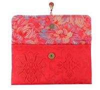 CORHAD Paquet à Argenté Brodé Rouge Feu Pochette de Rangement Festive en Tissu Brocart Format Moyen pour Nouvel An Chinois et Mariage 1 Pièce
