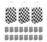 CORHAD Paquet Présents en Papier à Carreaux Design Polyvalent et Facile à Transporter Lot de 24 avec Poignées pour Fête D'anniversaire ou Événement à Thème Course