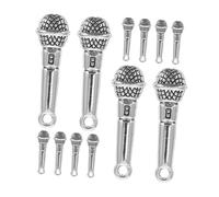 CORHAD Pendentif Microphone Alliage Antique 30 Pièces Bricolage Bijoux Diy, Breloques Musicales Vintage, Métal Argenté, Projets Créatifs, Accessoires Artisanat, Présents Fête, Décoration Bijoux
