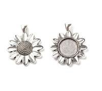 CORHAD Pendentifs en Alliage de Zinc de Fleur Vintage 10 Ensembles avec Cabochons en Verre pour Ébauches de Colliers de Fleurs Faits Main