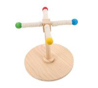 CORHAD Perchoir Rotatif Bois pour Perroquets avec Moulin à Vent Interactif Support Stable Accessoire Ludique pour Perruches et Oiseaux Stimulation et Entretien des Pattes