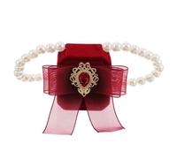 CORHAD Porte-Bague pour Chien Nœud Décoratif Rouge Foncé, Collier Réglable S 25 Cm en Tissu Résistant, Boîte à Alliances pour Mariage, Accessoires pour Propositions et Séances Photo