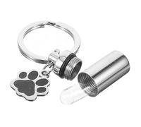 CORHAD Porte Clés Urne Cylindrique pour Cendres Danimaux Pendentif Clé Souvenir Patte de Chien Commémoratif Compact et pour Garder Cendres