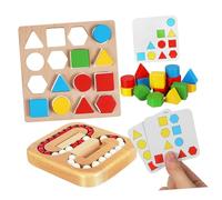 CORHAD Puzzle Bois pour Seniors Jeu Mémoire Géométrique Rotatif Activités Cognitives pour Personnes Âgées Cadeau Éducatif Portable