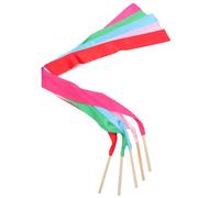 CORHAD Rubans de Gymnastique Flexibles en Tissu et Bois, 5 Pièces, Rotation Multidirectionnelle pour Danse Rythmique et Exercices de Protection Colorée pour Spectacles Couleur Aléatoire