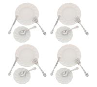CORHAD Scale Alloy Silverware with Plate Fork Knife Spoon for Dollhouse Kitchen Accessories and Display