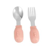 CORHAD Set Couverts Garçon Fille Inox Rose Motif Baleine Fourchette et Cuillère Courte pour Apprentissage Vaisselle Infantile Sûre