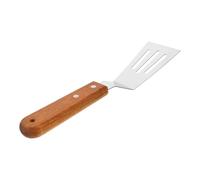 CORHAD Spatule en Acier Inoxydable avec Manche en Bois, Outil de Cuisine Multifonction pour Teppanyaki et Grillades, Spatule Ajourée à Prise Antidérapante