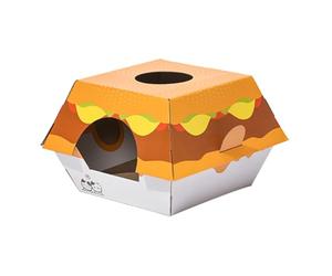 CORHAD Tapis à Griffer pour Chat Burger Lit pour Chat en Carton Ondulé Forme Hamburger Stable Ne Blesse Pas Les Pattes
