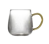 CORHAD Tasse à Café en Verre Borosilicate Épais, Gobelet à Eau | Nettoyage Facile, sans Odeur Étrange, Fond Épais, Anse Colorée, pour Thé Floral, Jus, Dessert et Hôtel