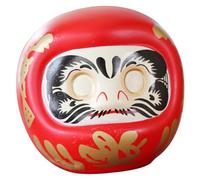 CORHAD Tirelire Daruma en Céramique Rouge pour Bureau et Maison, Décoration Japonaise Amulette, Pot D'épargne Monnayeur, Statuette Figurine Traditionnelle, Accessoire Feng Shui
