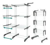 CORIBI Karol™ Séchoir à Linge Pliable 40 m - Étendoir Vertical 3 Niveaux Grande Capacité - Tour de Séchage avec roulettes, Ailes pour Cintres et Supports Rabattables - Intérieur & Extérieur
