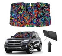 Coricha Pare-soleil pour pare-brise de voiture Brella Shield 78,7 x 144,9 cm - Pare-soleil pour fenêtre avant, pare-soleil de portector imprimé amusant (abstrait)