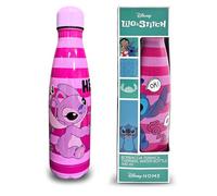 Coriex Gourde pour enfants Stitch - Bouteille isotherme en aluminium sans BPA 500 ml - Isolée - Bouteille d’eau durable - Rose à rayures