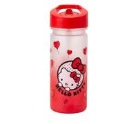 Coriex Gourde transparente effet mat Hello Kitty 450 ml - Bouchon rouge avec paille - Sans BPA - Fermeture hermétique