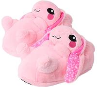 corimori 1847 - (Plusieurs Modèles) Bonnie Le Lapin Chaussons Avec Tête D'Animal, Pantoufles Mignonnes En Peluche Polaire, Rose Taille Unique 34-44