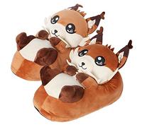 corimori 1847 - (Plusieurs Modèles) Faye Le Renard Chaussons Avec Tête D'Animal, Pantoufles Mignonnes En Peluche Polaire, Orange Taille Unique 34-44