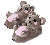 corimori 1847 - (Plusieurs Modèles) Hugo Le Koala Chaussons Avec Tête D'Animal, Pantoufles Mignonnes En Peluche Polaire, Marron Clair Taille Unique 34-44