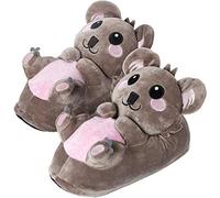 corimori 1847 - (Plusieurs Modèles) Koala Hugo“ Chaussons avec Tête d'animal, Pantoufles Mignonnes en Peluche Polaire, Marron Clair Taille Unique 25-33,5