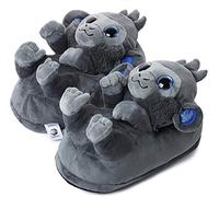 corimori 1847 - (Plusieurs Modèles) Marco Le Singe Chaussons Avec Tête D'Animal, Pantoufles Mignonnes En Peluche Polaire, Gris Taille Unique 25-33,5