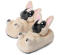 corimori 1847 - (Plusieurs Modèles) Mia La Licorne Chaussons Avec Tête D'Animal, Pantoufles Mignonnes En Peluche Polaire, Blanc Taille Unique 25-33,5