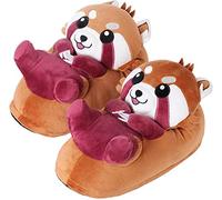 corimori 1847 - (Plusieurs Modèles) Ponva Le Panda Roux Chaussons Avec Tête D'Animal, Pantoufles Mignonnes En Peluche Polaire, Marron Taille Unique 25-33,5