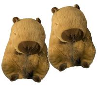 corimori Capybara Chaussons Peluche - Pantoufles Animaux Douces | Pantoufles Amusantes | Taille 33-40, Capybara Yuzu - Marron clair - Fermé, Taille unique