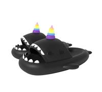corimori Chaussons de bain licorne avec corne arc-en-ciel, en bleu, rose ou noir, Noir , 38/39 EU