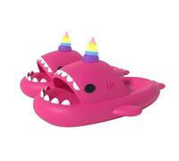 corimori Chaussons de bain licorne avec corne arc-en-ciel, en bleu, rose ou noir, rose bonbon, 34/35 EU