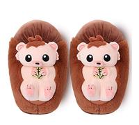 corimori Chaussons en peluche taille 25-44, de qualité supérieure, Poki le hérisson marron, 34/44 EU