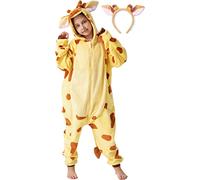 corimori Costume de girafe pelucheux pour enfants avec serre-tête | Costume de carnaval pour filles, garçons | Taille du corps 130-150cm
