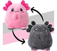 corimori Doudou d'ambiance, 16 cm, réversible, Axolotl « Spotl & Pebbles » rose, gris | mignon vs. triste