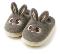 corimori Pantoufles en peluche en forme de lapin - Pantoufles en forme de lapin - Taille 33-39, gris, 34/35 EU