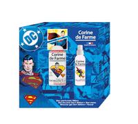 Corine de Farme - Coffret Superman : Eau Parfumée 150ml + Gel Douche 2en1 300ml + Serviette Microfibre - Parfum Boisé, Ingrédients Naturels, Peaux Sensibles