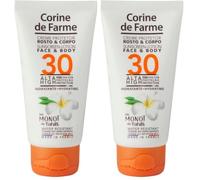 Corine de Farme - Crème Protectrice Visage & Corps SPF30 - Haute Protection UVA & UVB - au Monoï de Tahiti - Résiste à l'Eau - Fabriqué en France - 50ml (Lot de 2)