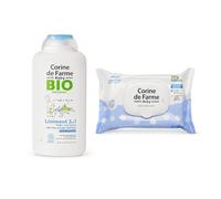 Corine de Farme Kit Change Bébé BIO & Essentiels - Liniment Oléo-Calcaire Bio 500 ml + Lingettes Water Essential 70 Lingettes - Nettoie, Apaise et Protège les Peaux Sensibles Dès la Naissance