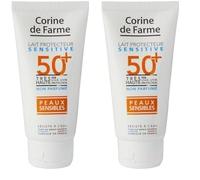 Corine de Farme - Lait Protecteur Sensitive SPF50+ - Très Haute Protection UVA & UVB - Peaux Sensibles - Résiste à l'Eau - Fabriqué en France - 50 ml (Lot de 2)
