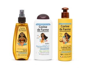 Corine de Farme Routine Cheveux Vaiana Complète - Shampooing Ultra-Démêlant 300 ml + Spray Ultra-Démêlant 200 ml + Crème 3-en-1 200 ml - Cheveux Secs, Frisés et Bouclés - Dès 3 Ans - Disney Vaiana