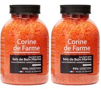 Corine de Farme - Sels de Bain Harmony Mangue - Sels Marins Aromatisés à la Mangue - Dissolution Rapide, Vertus Apaisantes et Relaxantes - Pour Salle de Bain ou Spa - Grand Bocal 1.3kg (Lot de 2)