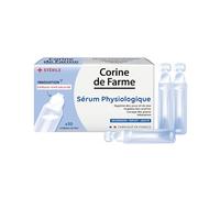 Corine de Farme - Sérum Physiologique x30 Unidoses Stériles de 5ml - Embout Rond Sécurisé - Hygiène Yeux, Nez, Oreilles, Lavage des Plaies et Inhalation - Bébé, Enfant et Adulte - Fabriqué en France