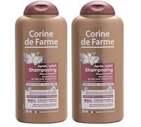 Corine de Farme - Shampooing Après-Soleil Nourrissant - Fleur de Tiaré & Monoï - Élimine Sable, Sel et Chlore - Sans Sulfate ni Silicone - 95% Origine Naturelle - 300 ml (Lot de 2)
