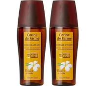 Corine de Farme - Spray Graisse à Traire, Huile Bronzante + Activateur de Bronzage - Teint Hâlé Sans Autobronzant - Monoï de Tahiti, Parfum des Îles - 150 ml (Lot de 2)