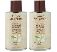 Corine de Farme - Véritable Monoï de Tahiti - 100% Naturel, 99% de Monoï - Huile Bronzante - Hydrate, Apaise, Parfait le Bronzage - Parfum des Îles - 100 ml (Lot de 2)